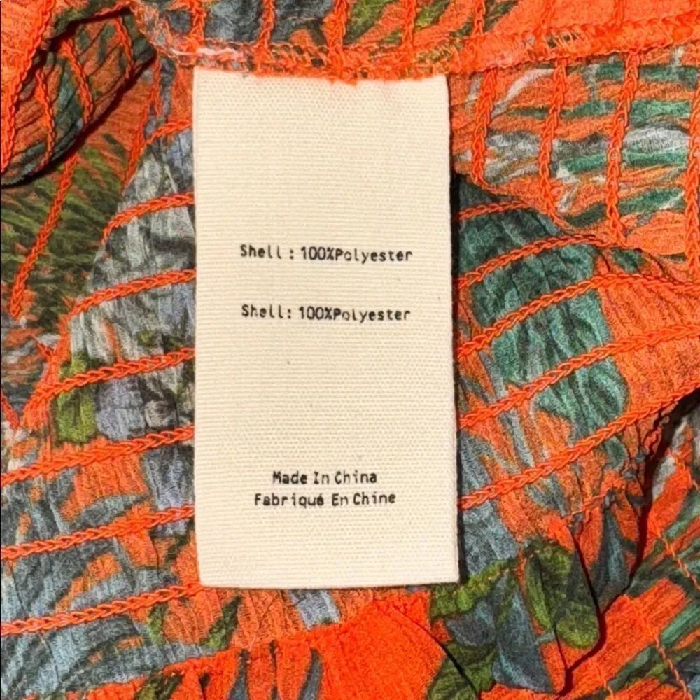 NWT L'Agence Cece Smocked Off-Shoulder Top Orange Parrot Puff Sleeve Medium - Picture 10 of 12